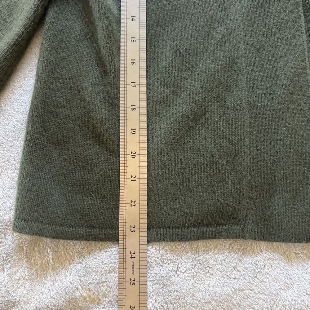 Kenar Cardigan Sweater Size Large Green Lambswool Angora Nylon Single Button - Picture 8 of 11